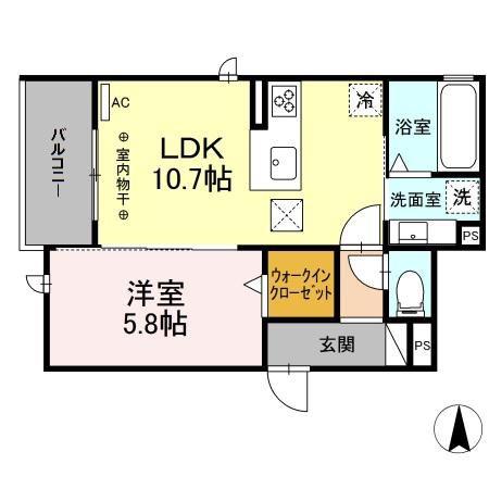 D-HILLS領家(1LDK/1階)の間取り写真