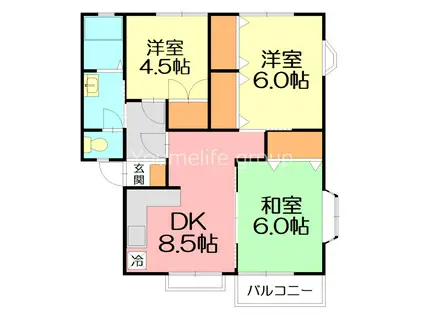 フローラルハイツ(3DK/2階)の間取り写真
