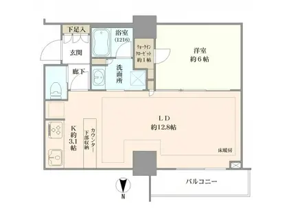 クレストタワー品川シーサイド(1LDK/2階)の間取り写真