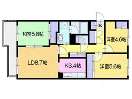 サンライズアベニュー(3LDK/1階)の間取り写真