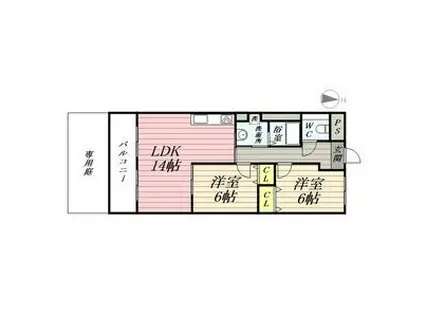 ハイツ南(2LDK/5階)の間取り写真