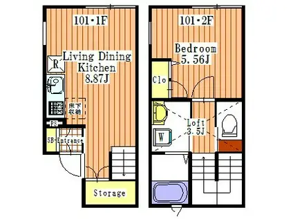 ETERNAL KOI-WA(1LDK/1階)の間取り写真