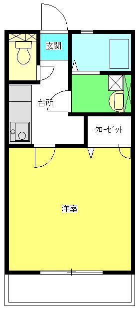 ハイツ秋桜II(1K/2階)の間取り写真