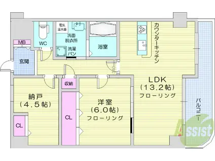 ヴェルビュー川平(1SLDK/3階)の間取り写真