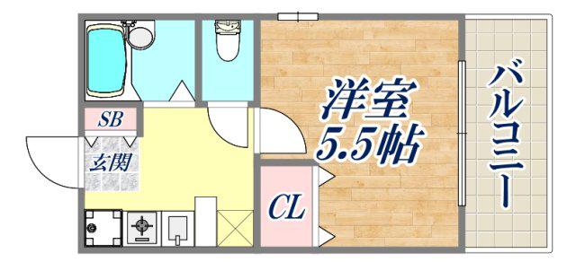サンハウス御影本町(1K/5階)の間取り写真