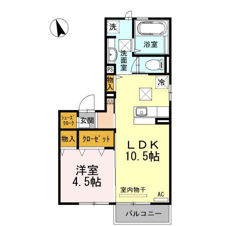 リバーパーク新天町(1LDK/1階)の間取り写真