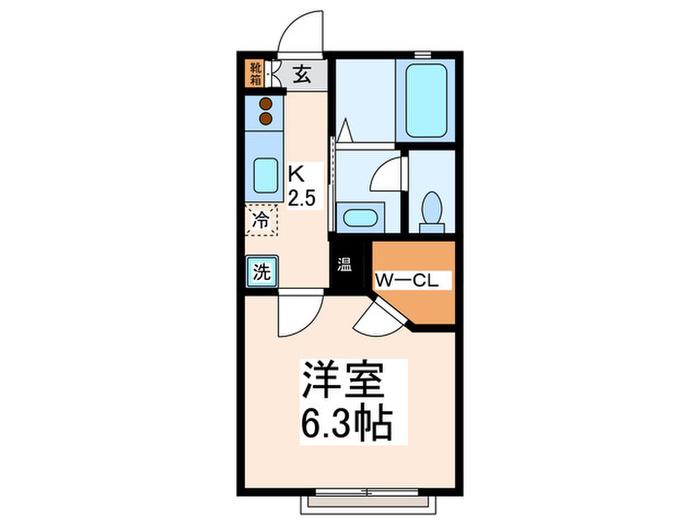 シーズンコート(1K/1階)の間取り写真