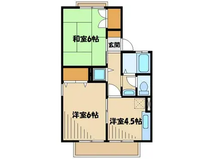 クレセント(2DK/2階)の間取り写真