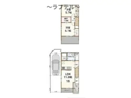 シュエット ミナミ(2SLDK/1階)の間取り写真