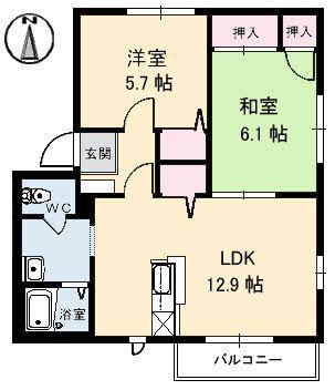 コートMT B館(2LDK/2階)の間取り写真