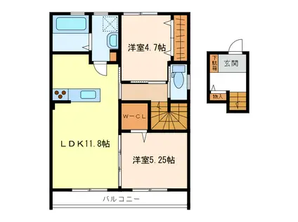 エイブルメゾン高井イースト(2LDK/2階)の間取り写真