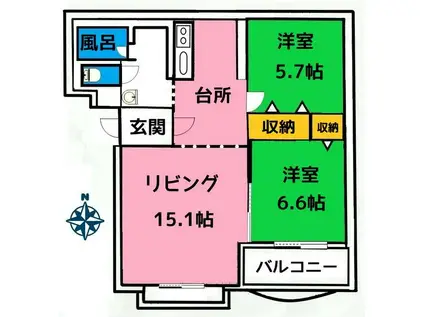 グレイス・メゾン(2LDK/1階)の間取り写真