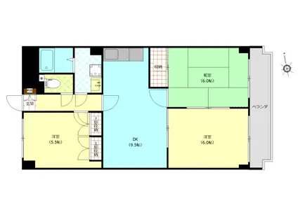 ウエスト・サイド(3DK/3階)の間取り写真