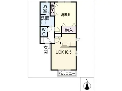 プランドール荒池(1LDK/1階)の間取り写真