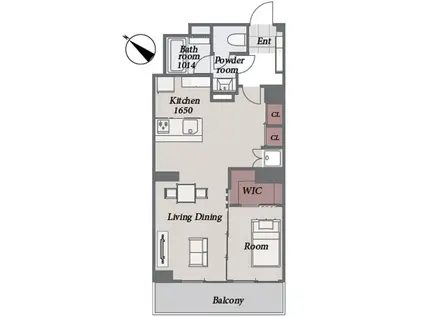 海老川ハイホーム(1LDK/3階)の間取り写真