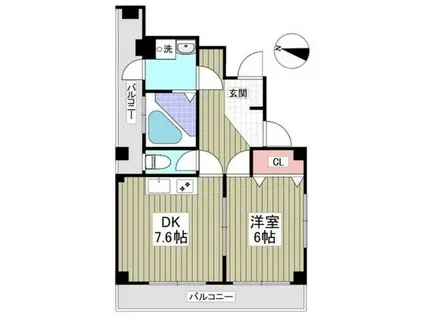 メゾンクミ(1DK/4階)の間取り写真