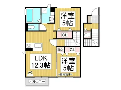 メゾン・ド・ソレイユ B(2LDK/2階)の間取り写真