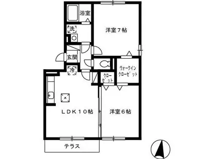 フォンティーヌ(2LDK/1階)の間取り写真