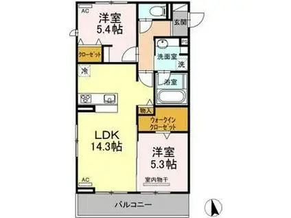 アンソレイエトモ(2LDK/2階)の間取り写真