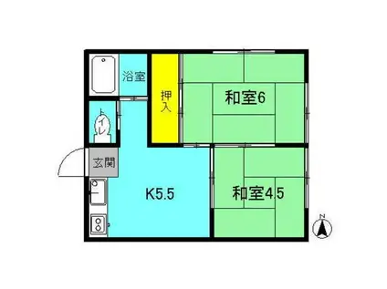 第一小林荘(2K/2階)の間取り写真