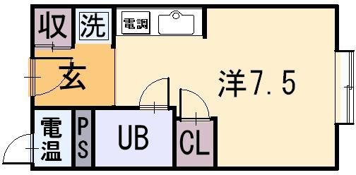 アリタマンション長瀬(ワンルーム/4階)の間取り写真