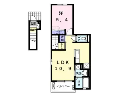 グランディール富里II(1LDK/2階)の間取り写真