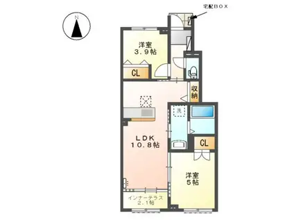 弥富市平島町アパート(2LDK/1階)の間取り写真