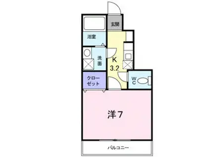 ルピナスI(1K/1階)の間取り写真