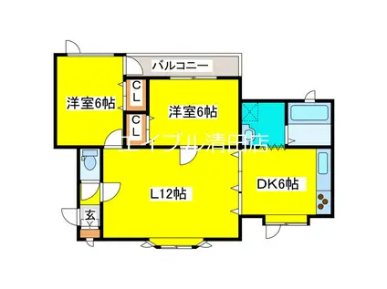 ピュアコートヒルII(2LDK/2階)の間取り写真