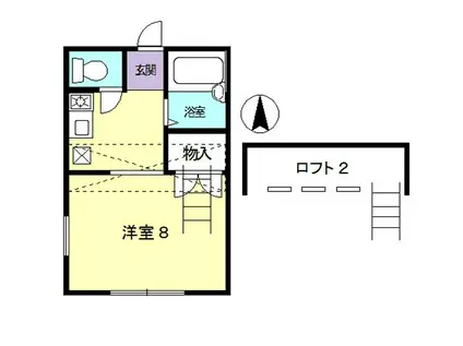 クイーン(ワンルーム/2階)の間取り写真