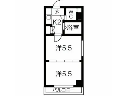 オアシス日向(2K/5階)の間取り写真