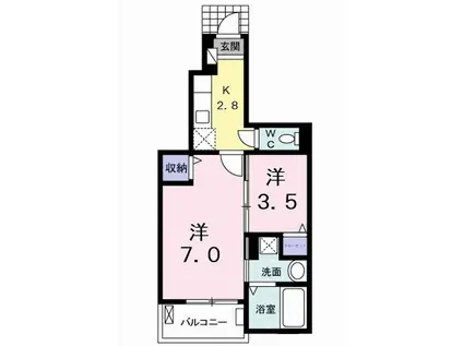 アルカンシエル北島(2K/1階)の間取り写真