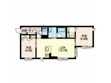 SHAMAISON曲金(2LDK/1階)の間取り写真