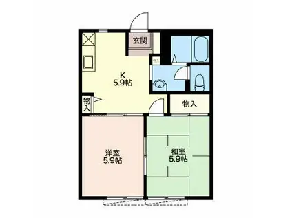 フレグランス金沢 B(2K/2階)の間取り写真