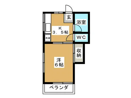 ハイム シャローム(1K/2階)の間取り写真