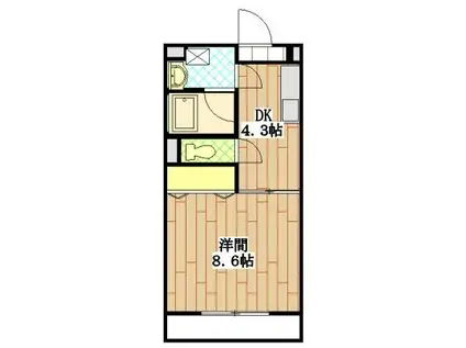 アルメリア(1DK/2階)の間取り写真