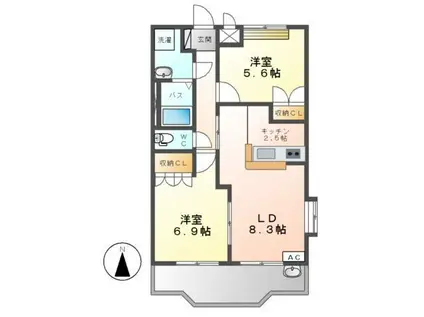 ハレクラニ I(2LDK/2階)の間取り写真