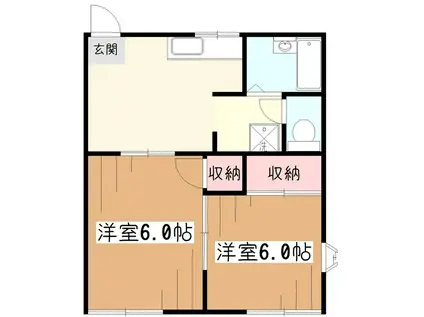 フレグランス東大和(2K/2階)の間取り写真