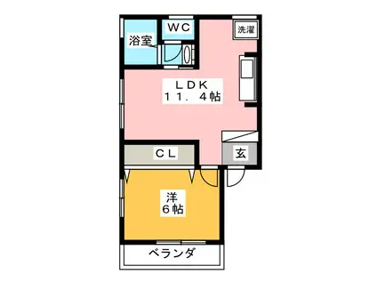 コーポ日光(1LDK/2階)の間取り写真