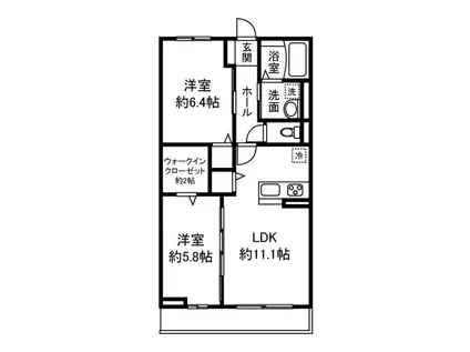 オルテンシア フェイ(2LDK/2階)の間取り写真