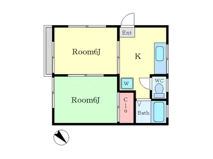 コーポブラッサム(2DK/1階)の間取り写真