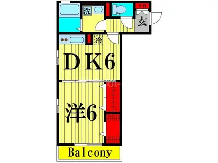 コンフォールセンジュ(1DK/3階)の間取り写真