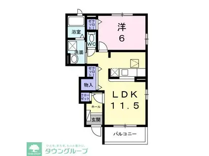 アンソレイユもみじ山(1LDK/1階)の間取り写真