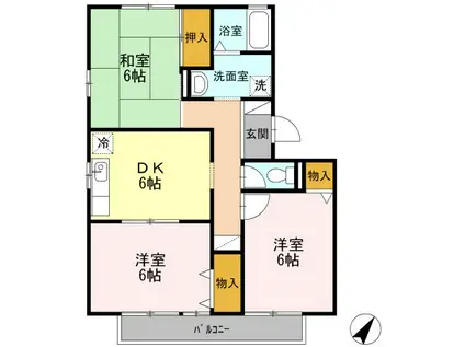 フレマリール草谷 B(3DK/2階)の間取り写真