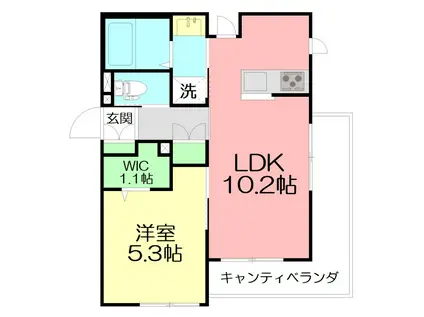 CHALET片瀬(1LDK/2階)の間取り写真