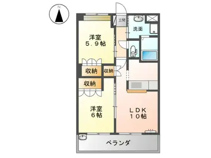 アバンサール(2LDK/2階)の間取り写真