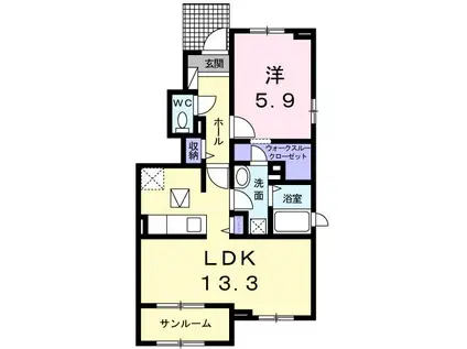 スナッパーロックスA(1LDK/1階)の間取り写真