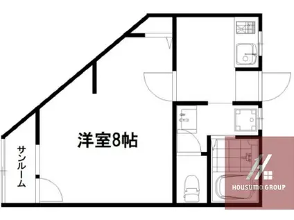 ヴィラナリ―港晴(1DK/4階)の間取り写真