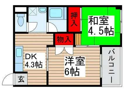 秋谷ビル(2DK/4階)の間取り写真
