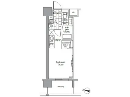 パークハビオ恵比寿(ワンルーム/5階)の間取り写真